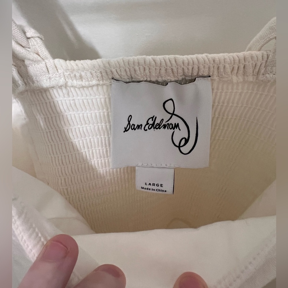 Sam Edelman Linen Blend White Midi Dress – Resort / Summer - Size L - Picture 3 of 9